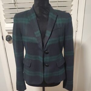 Gap The Academy Women's Green and Black Plaid Blazer